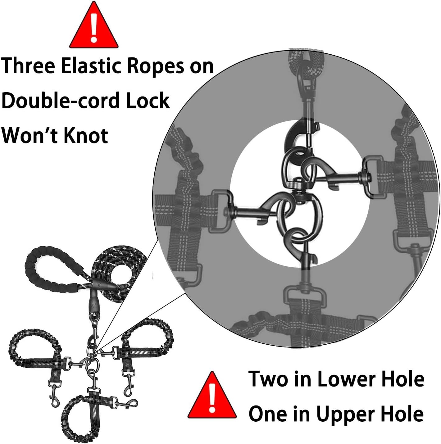 Bungee Dog Leash Shock Absorbing - Correa para 3 Perros Antienredos, Correa