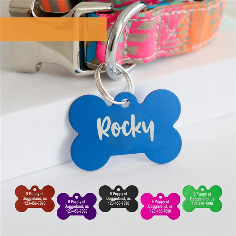 Reflective Dog Collar Personalized Engraved - Placa de Identificación Personalizada para Mascotas,