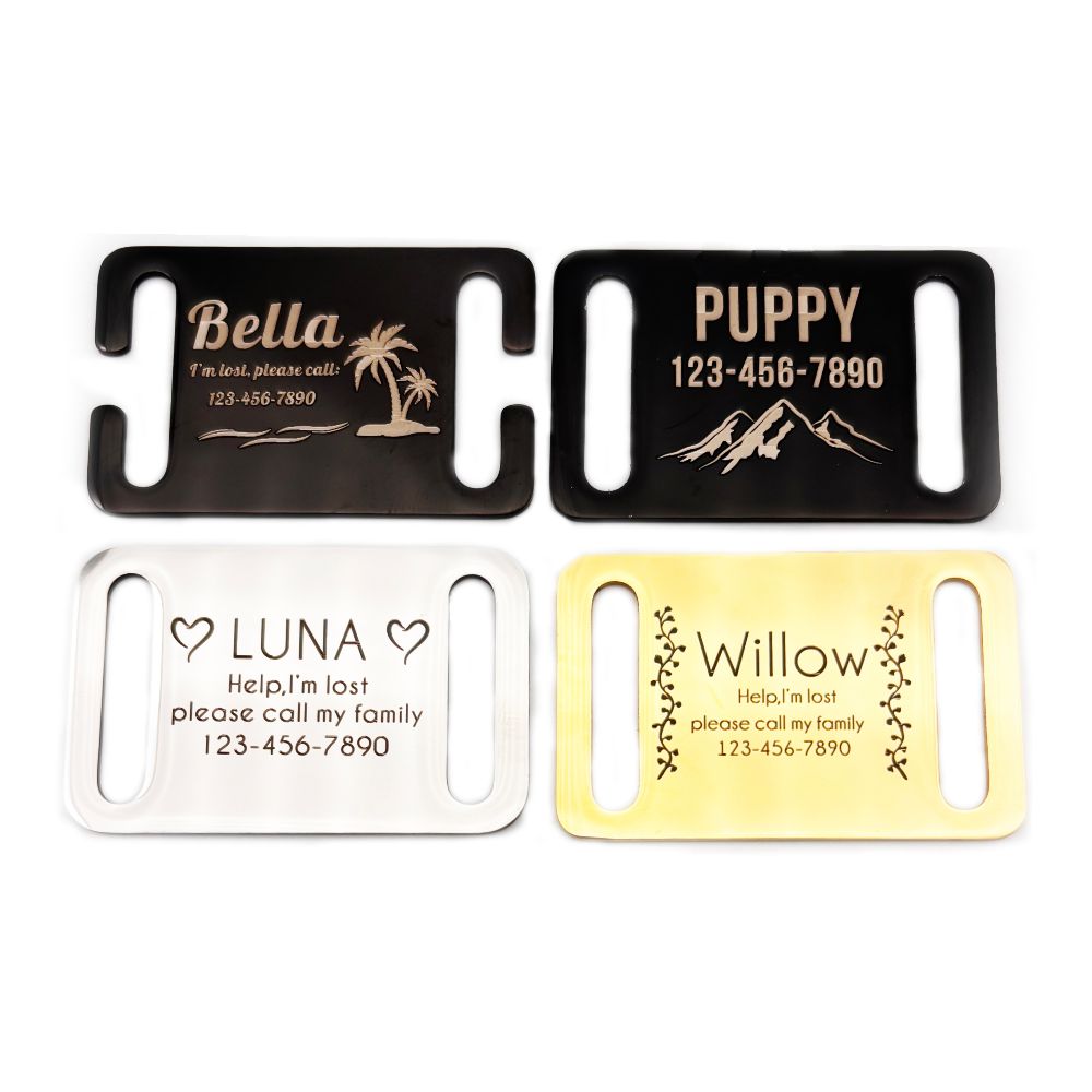 Reflective Dog Collar Personalized Engraved - Etiqueta de identificación de mascota personalizada,