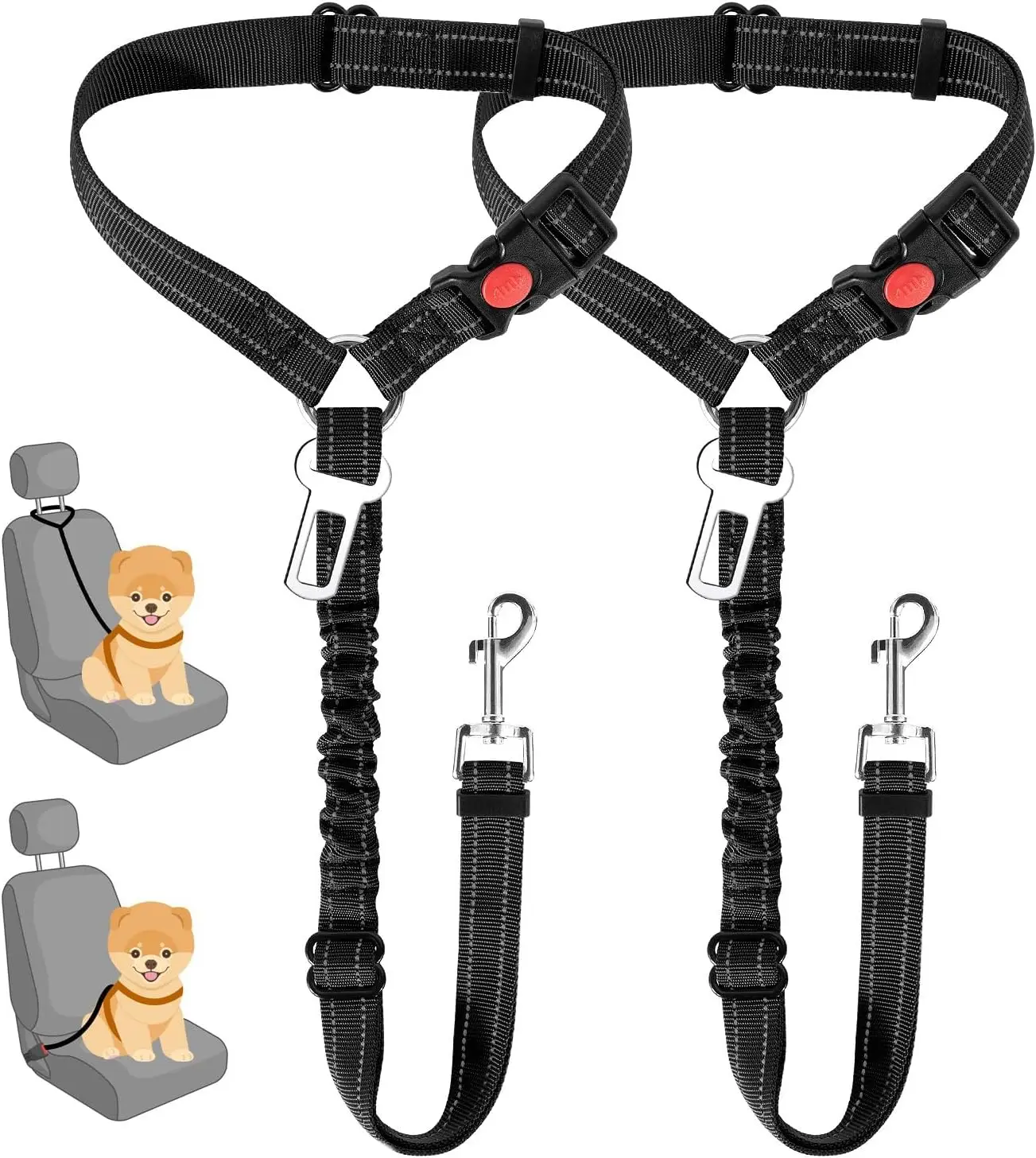 Dog Seat Belt Harness Safety Tether - Cinturón de seguridad para perros, dispositivo