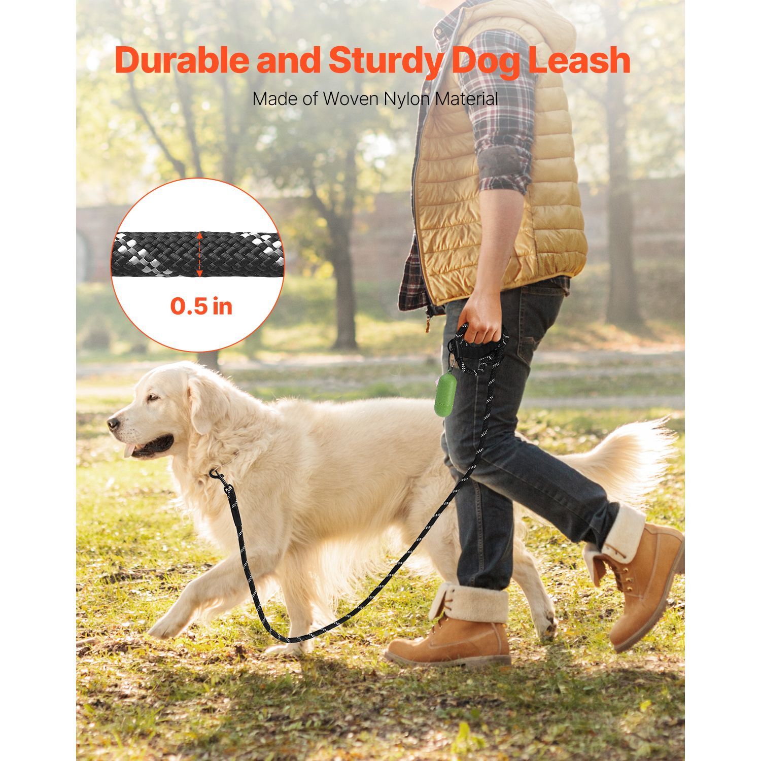 Heavy Duty Dog Leash Rope 6Ft Padded - Correa para perros de cuerda, correa