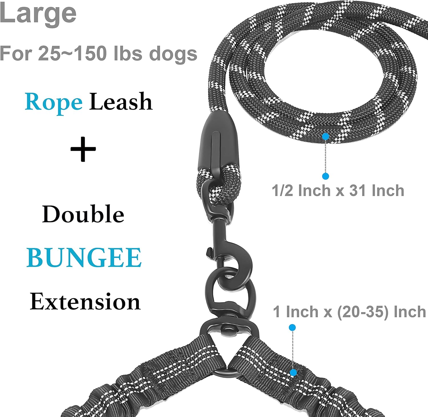 Correa doble para perro, corre - Bungee Dog Leash Shock Absorbing reseña y precio