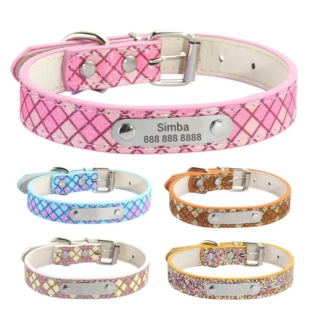 Collar de perro de cuero brill - Reflective Dog Collar Personalized Engraved reseña y precio