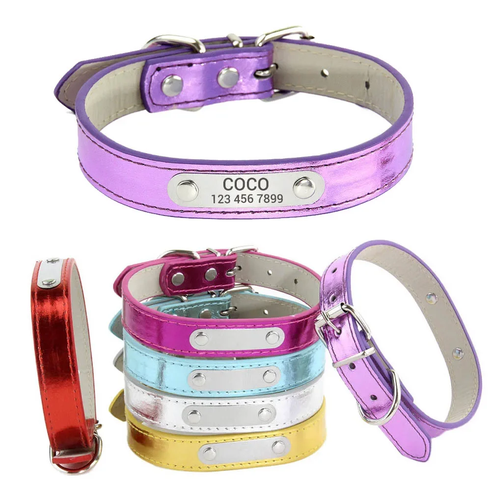 Collar de perro de cuero brill - Reflective Dog Collar Personalized Engraved reseña y precio
