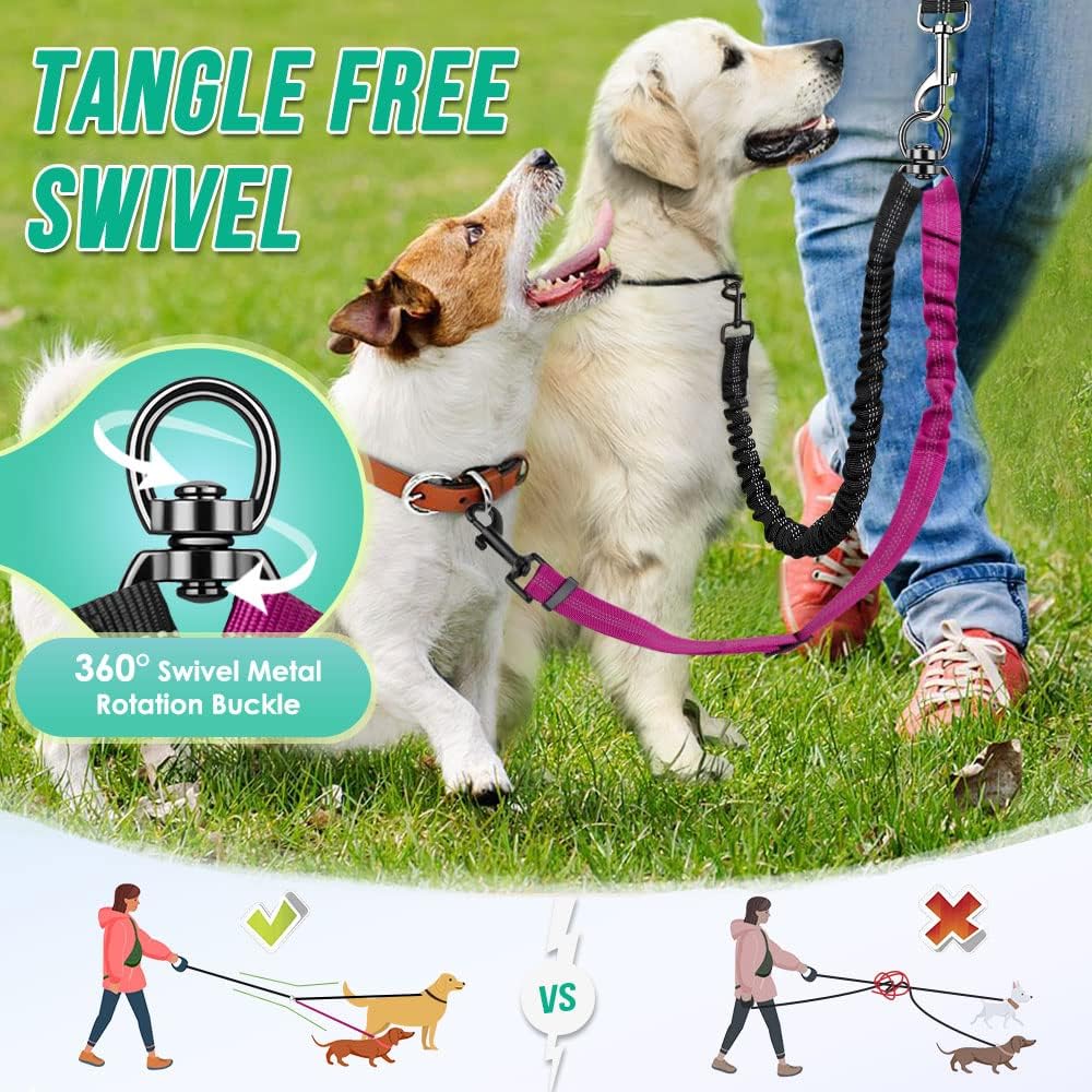 Correa doble para perros 2 en  - Bungee Dog Leash Shock Absorbing reseña y precio