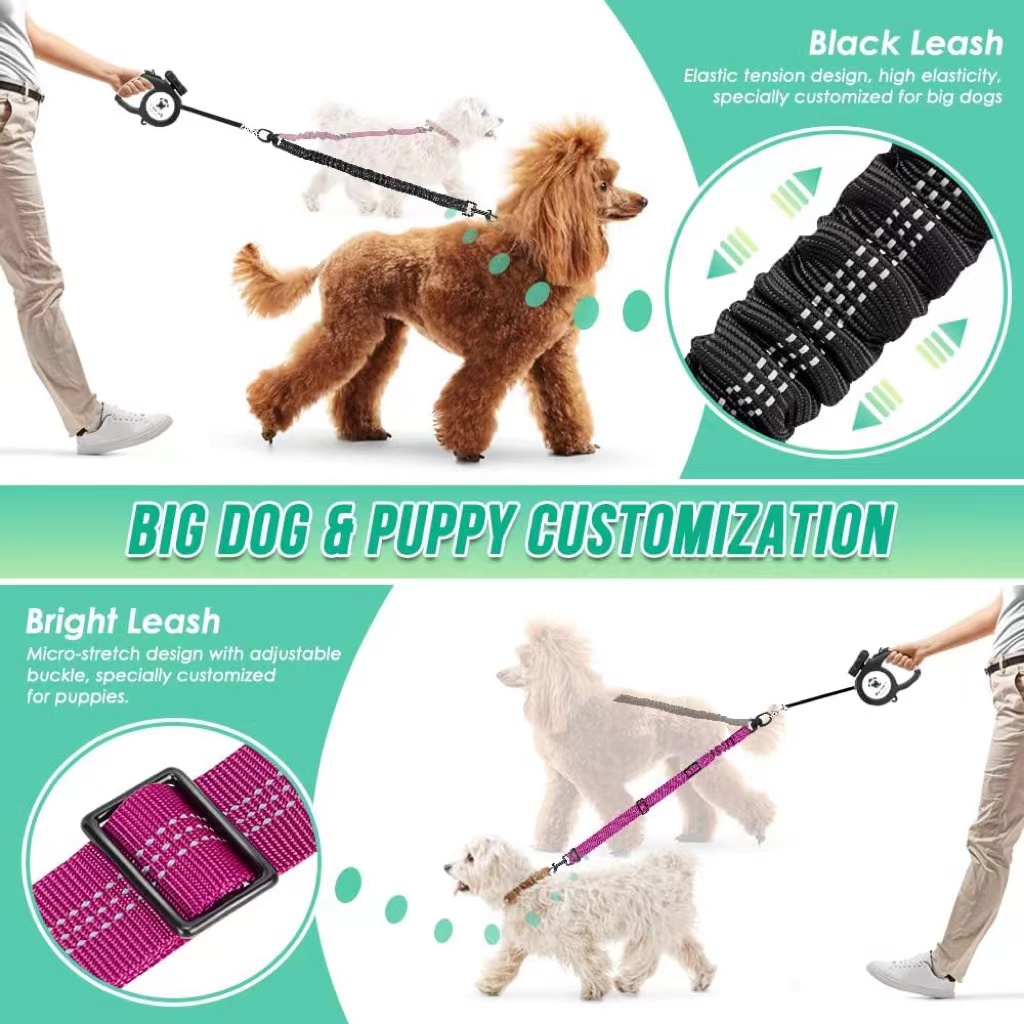 Correa doble para perros 2 en  - Bungee Dog Leash Shock Absorbing reseña y precio