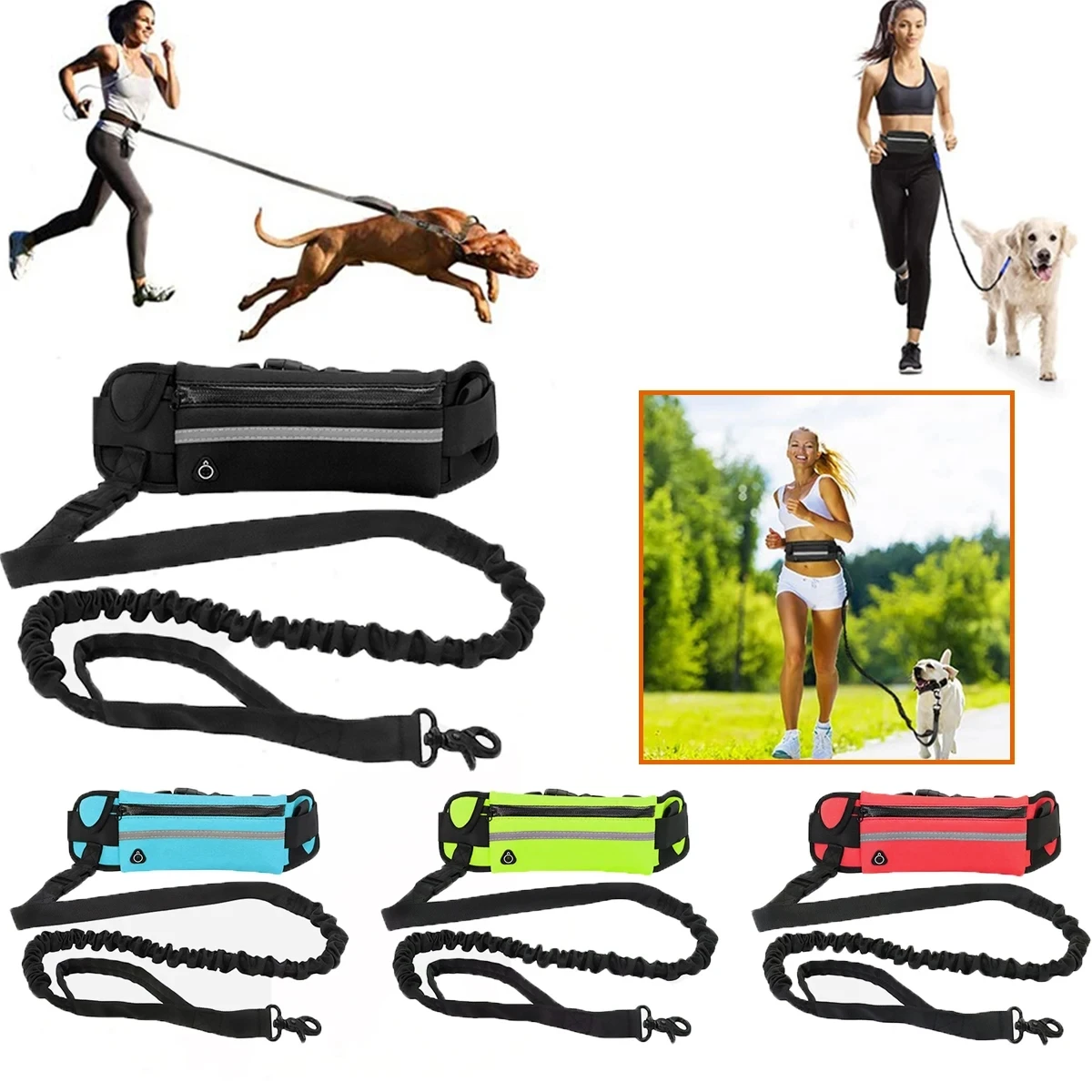 Correa para perros con diseño  - Hands Free Dog Running Leash Waist Belt reseña y precio