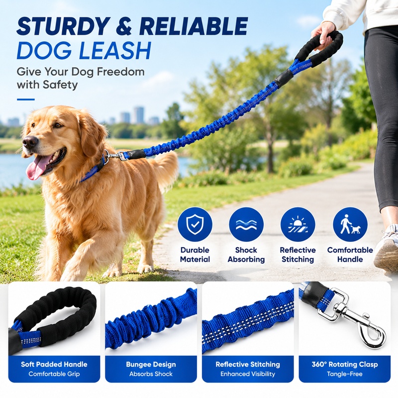 Correa elástica resistente de  - Bungee Dog Leash Shock Absorbing reseña y precio