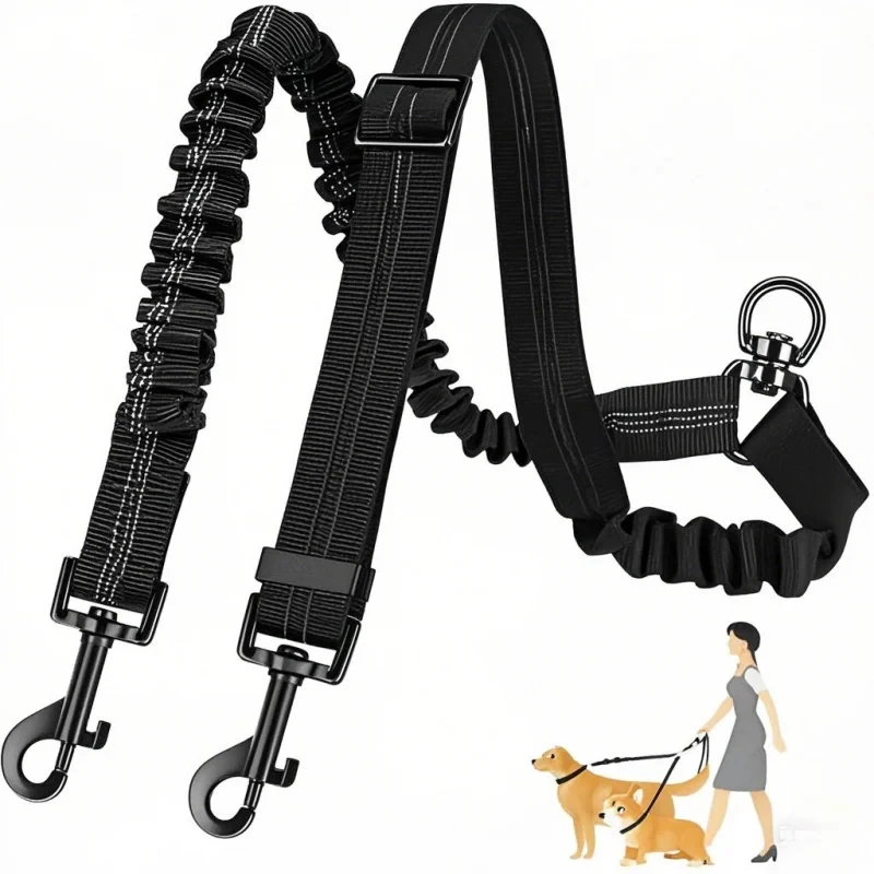 Correa doble para perros con s - Bungee Dog Leash Shock Absorbing reseña y precio